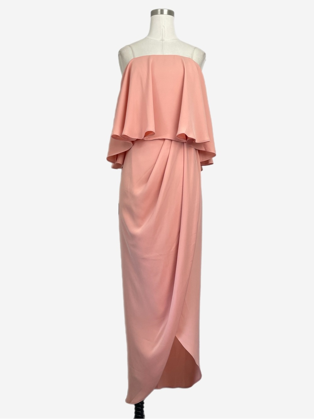 Shona Joy NWT Pink peach strapless ruffle top wrap maxi dress revolve formal XS